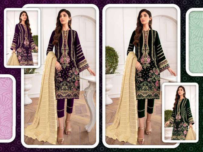 1085 Afsana Velvet Embroidery Pakistani Readymade Suits Wholesale Shop In Surat